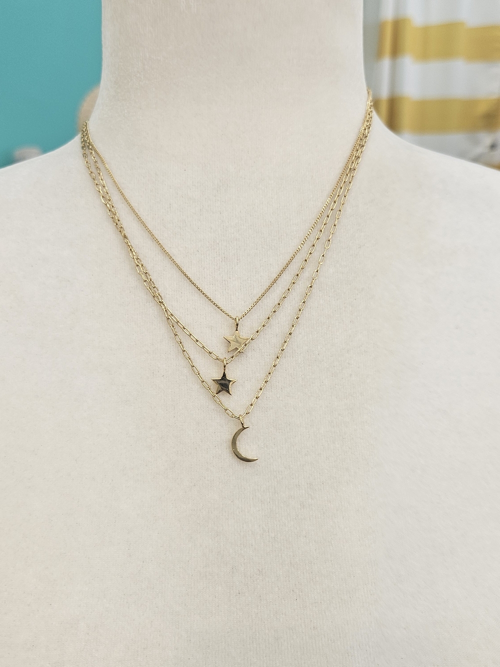Layered Gold Moon & Star Necklace - Women Jewelry